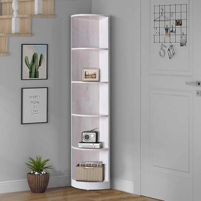 Transitional Corner Bookcase with Five Shelves