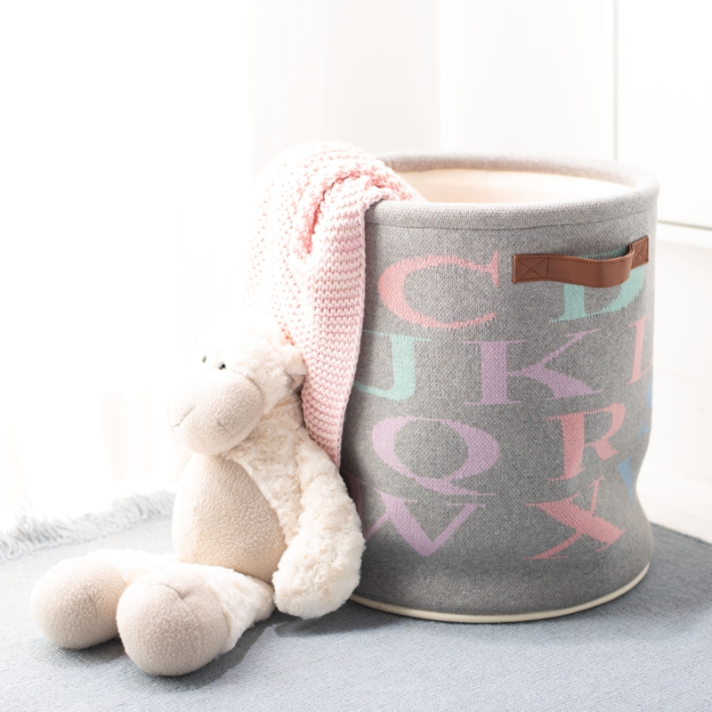 Alphabet Print Fabric Basket