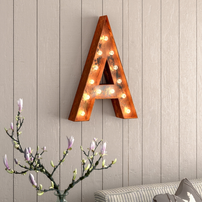 Letter-Shaped Marquee Wall Sign Decor