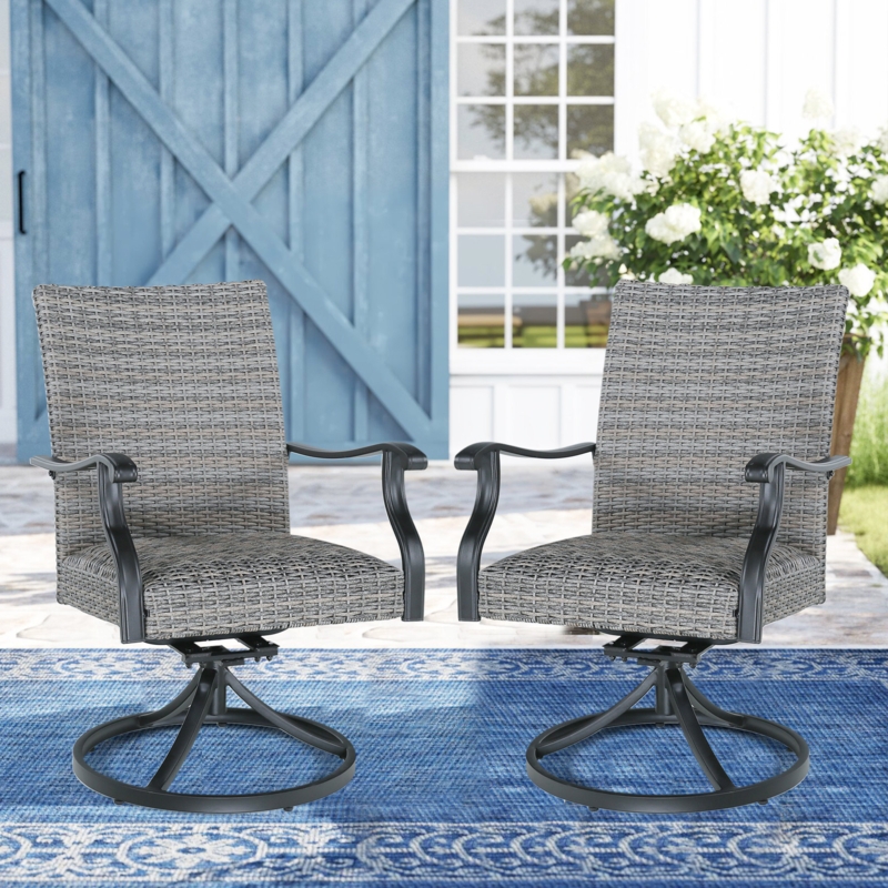 Patio Padded Swivel Dining Chairs (Set of 2)