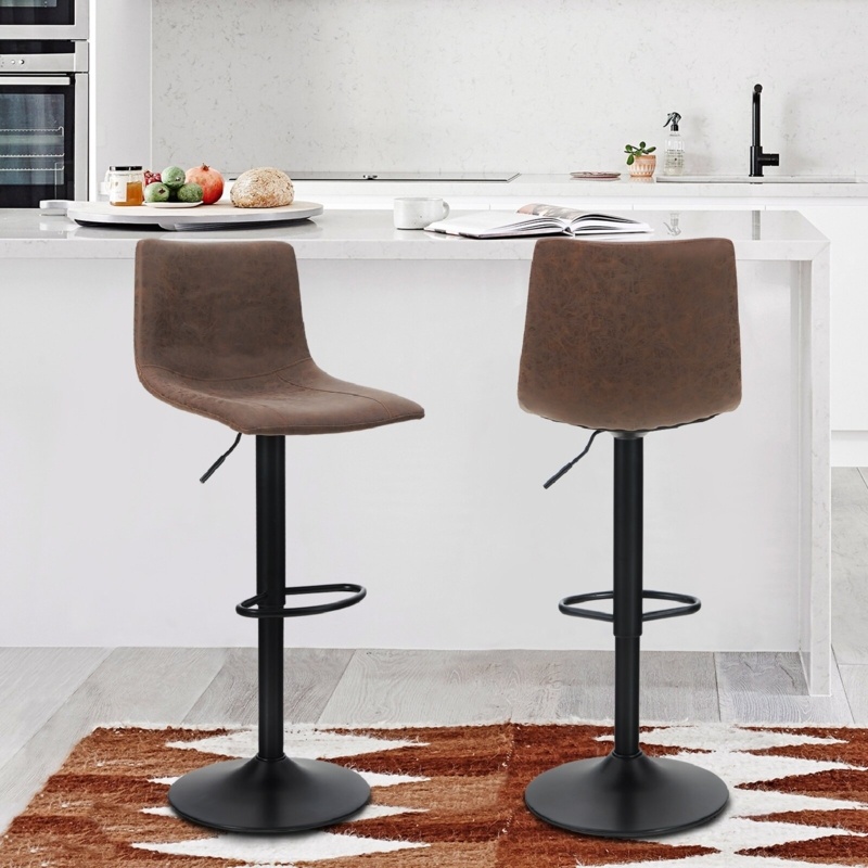 2-Piece Adjustable Bar Stools with Square Backs