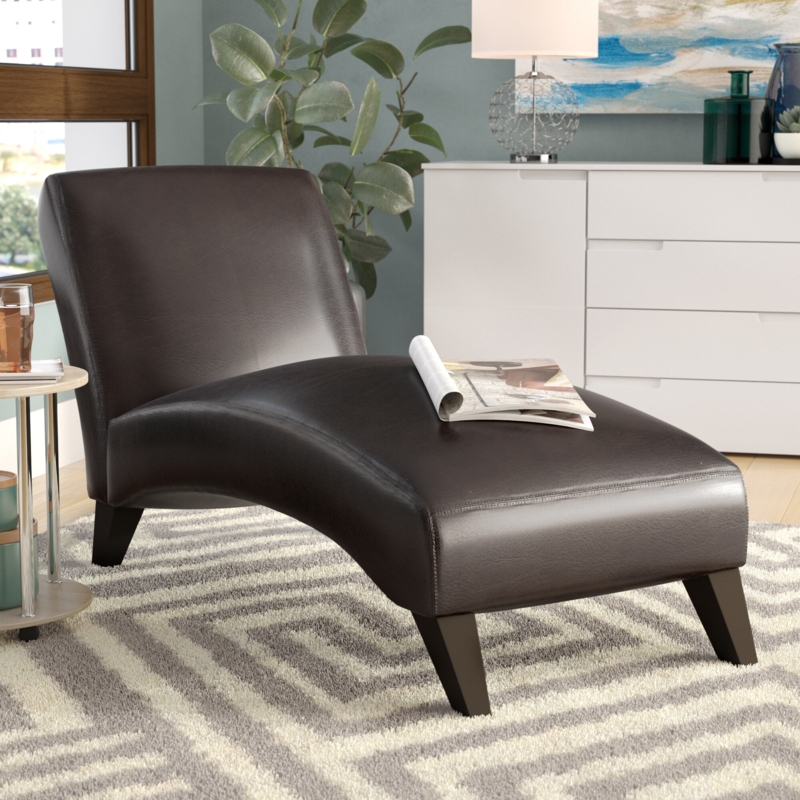 Dark Brown Leather Chaise Lounge
