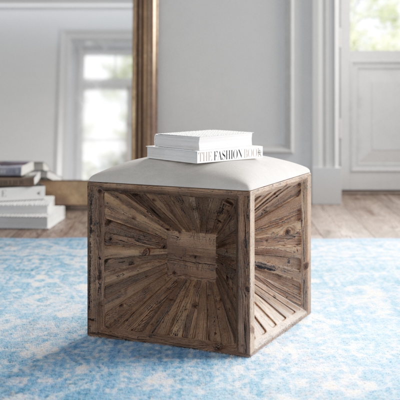 Cube Ottoman with Rustic Finish