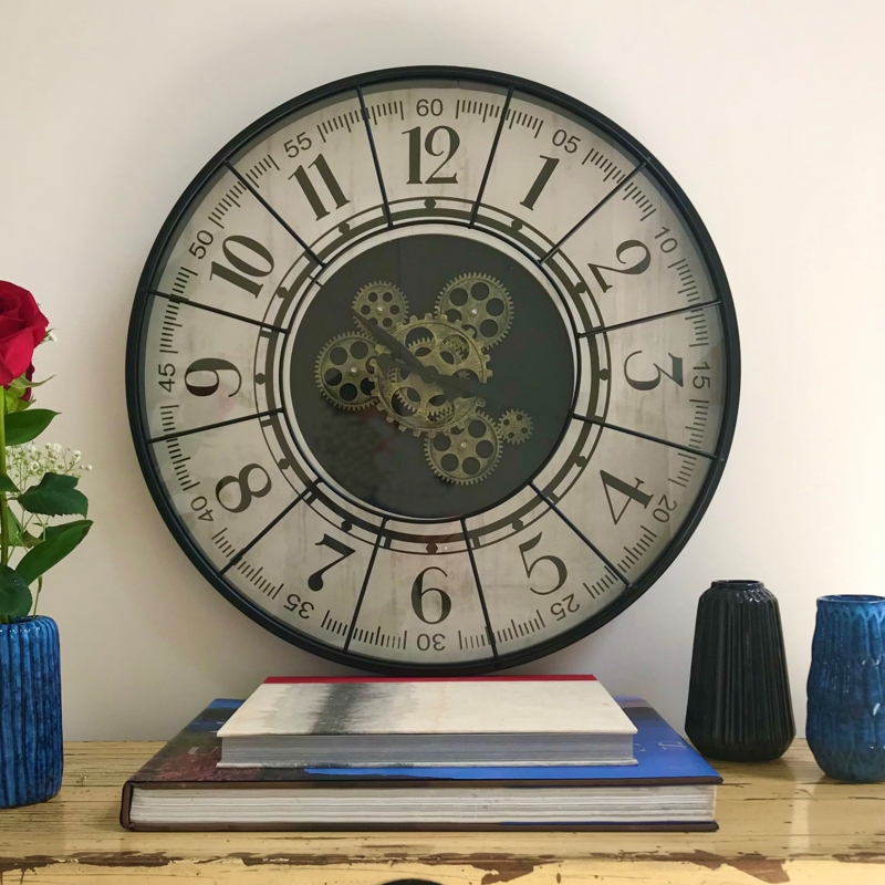 Antique Gold Gear and Cog Wall Clock