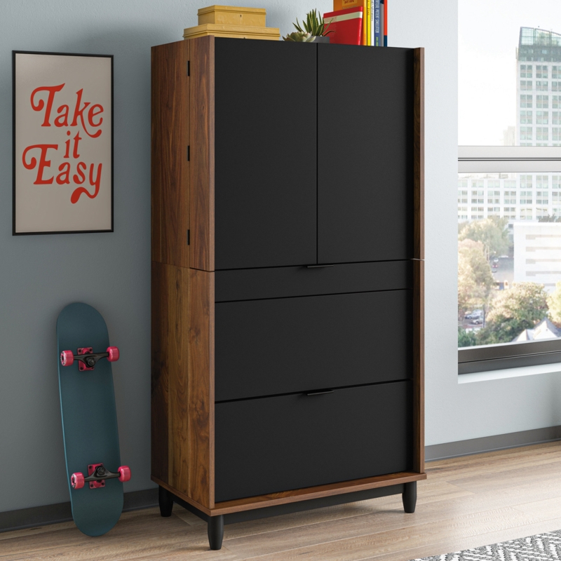 Space-Saving Armoire and Desk Combo