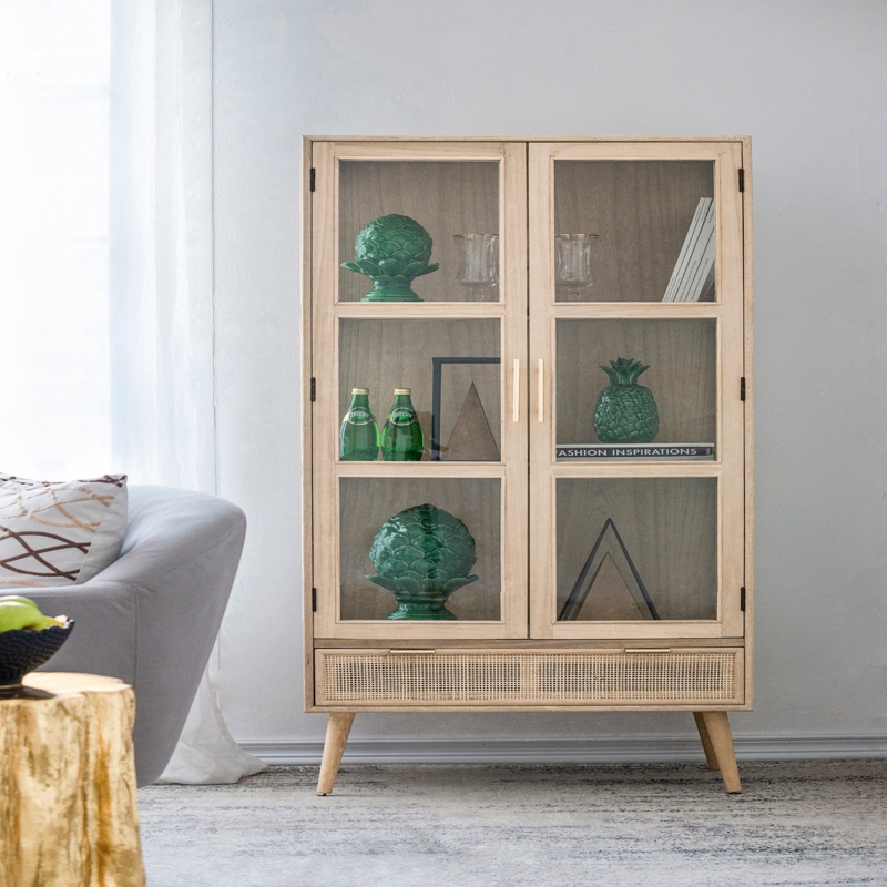 Tall Glass Display Cabinet with Shelves