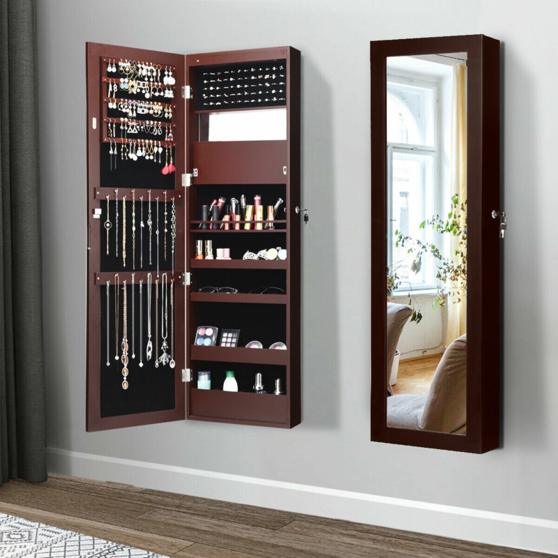 Wall-Mounted Jewelry Cabinet with Full-Length Mirror