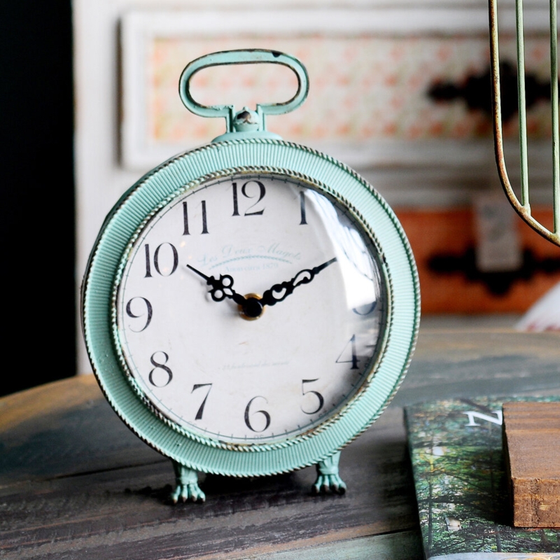 Distressed Flourish Clock with Rustic Handle