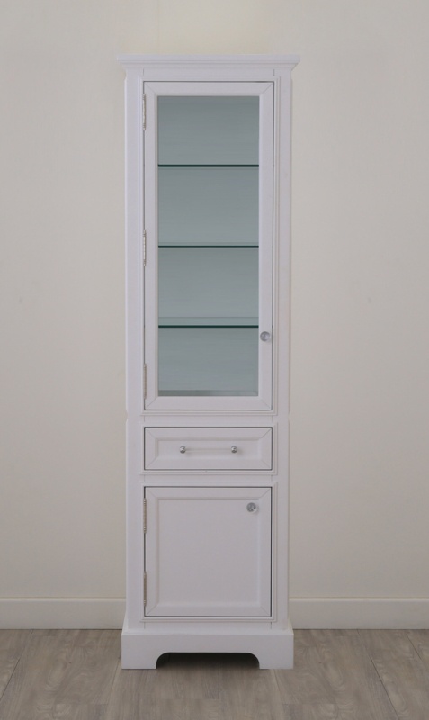 Slim Classic Linen Cabinet with Glass