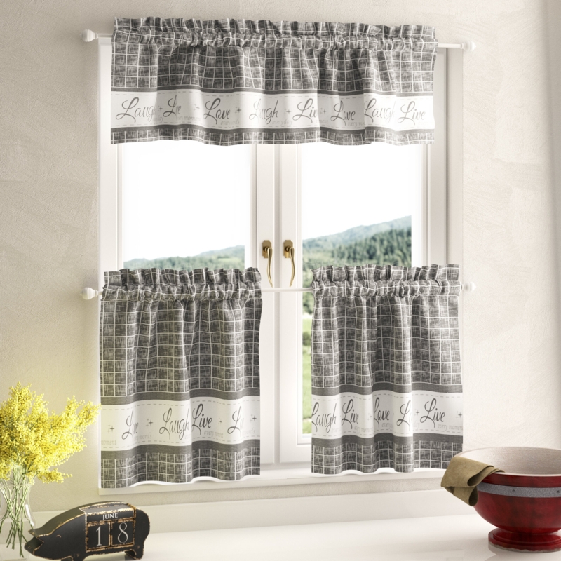 Inspirational Kitchen Curtain Set with Plaid Design