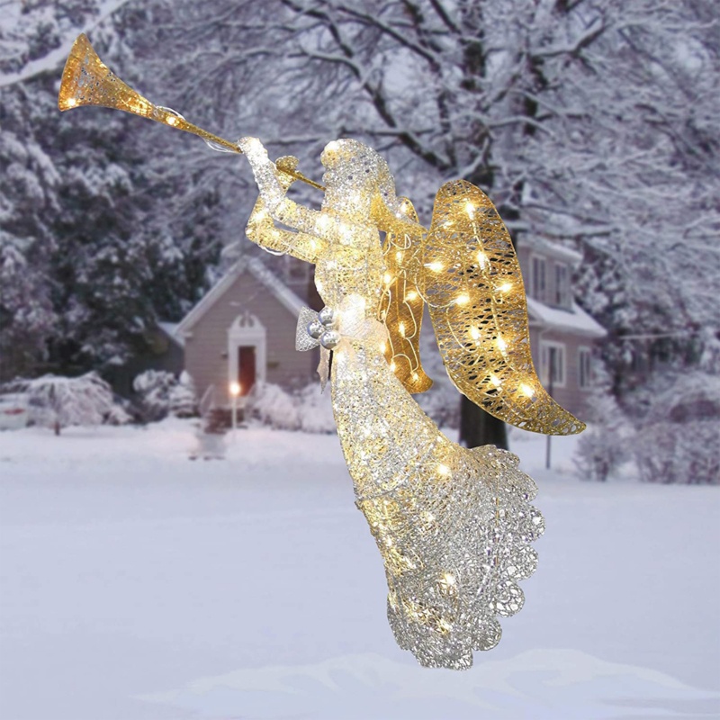 Trumpeting Angel Figure with LED Lights