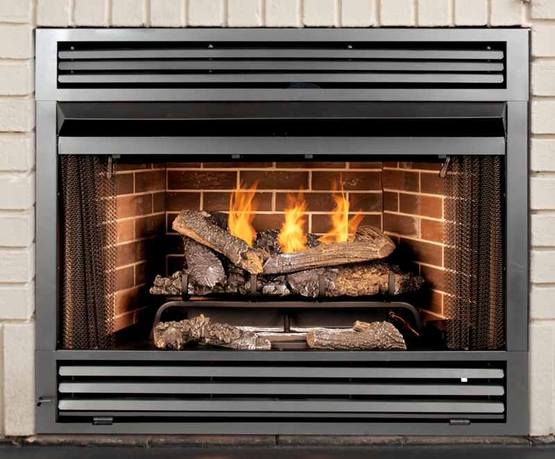 Vent-Free Fireplace Insert with Decorative Brick Liner