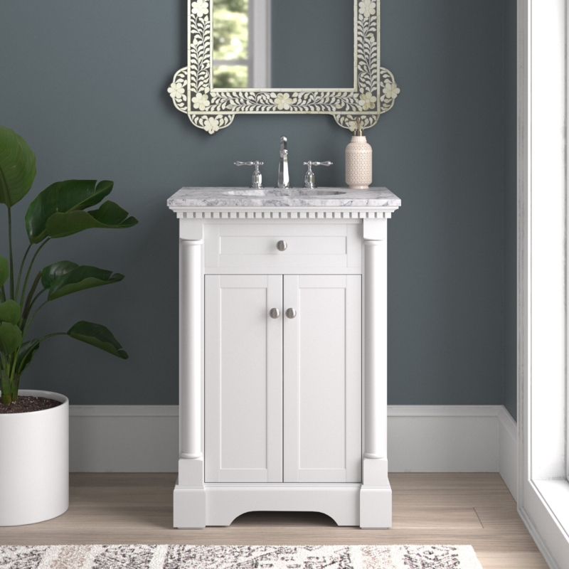 Traditional Freestanding 24" Vanity Set with Carrara Marble Countertop