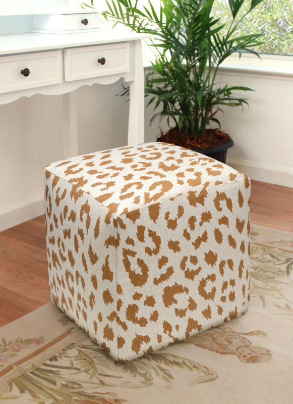 Sturdy Cube Ottoman with Printed Fabric