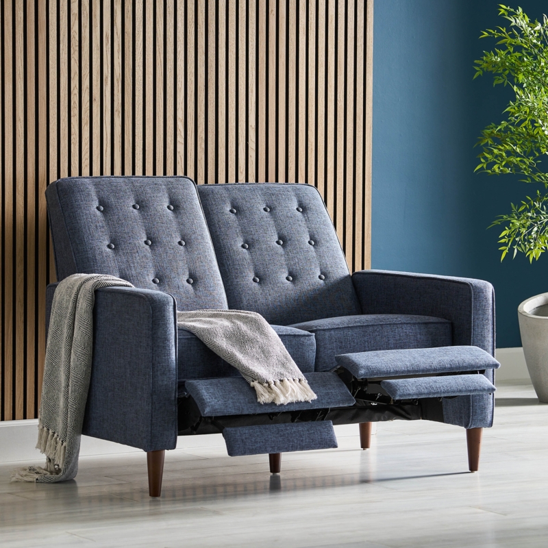 Contemporary Loveseat Recliner with Button Tufting