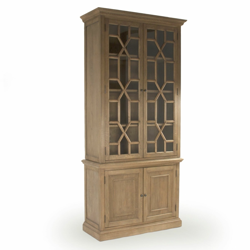 Display Cabinet with Geometric Wooden Panel