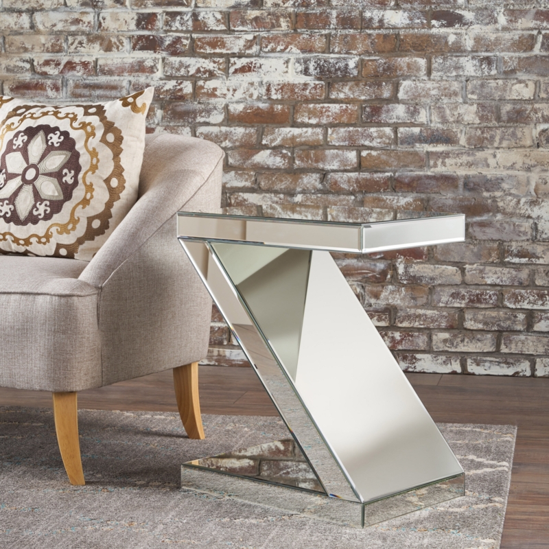 Mirrored Glass End Table