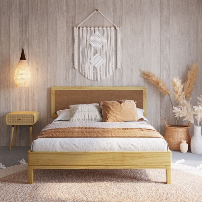 Solid Wood Platform Bed with Adjustable Headboard