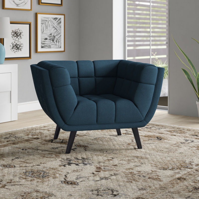 Velvet Upholstered Armchair with Button Tufting