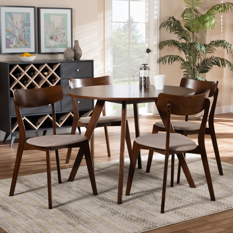 Mid-Century Wooden Dining Set for Four