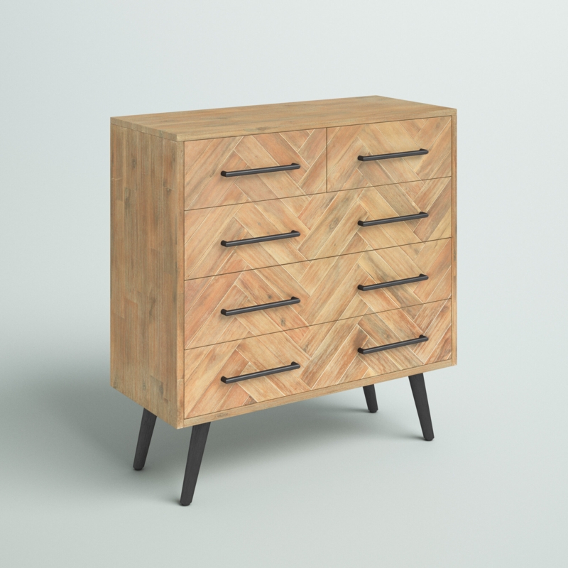 5-Drawer Acacia Wood Dresser