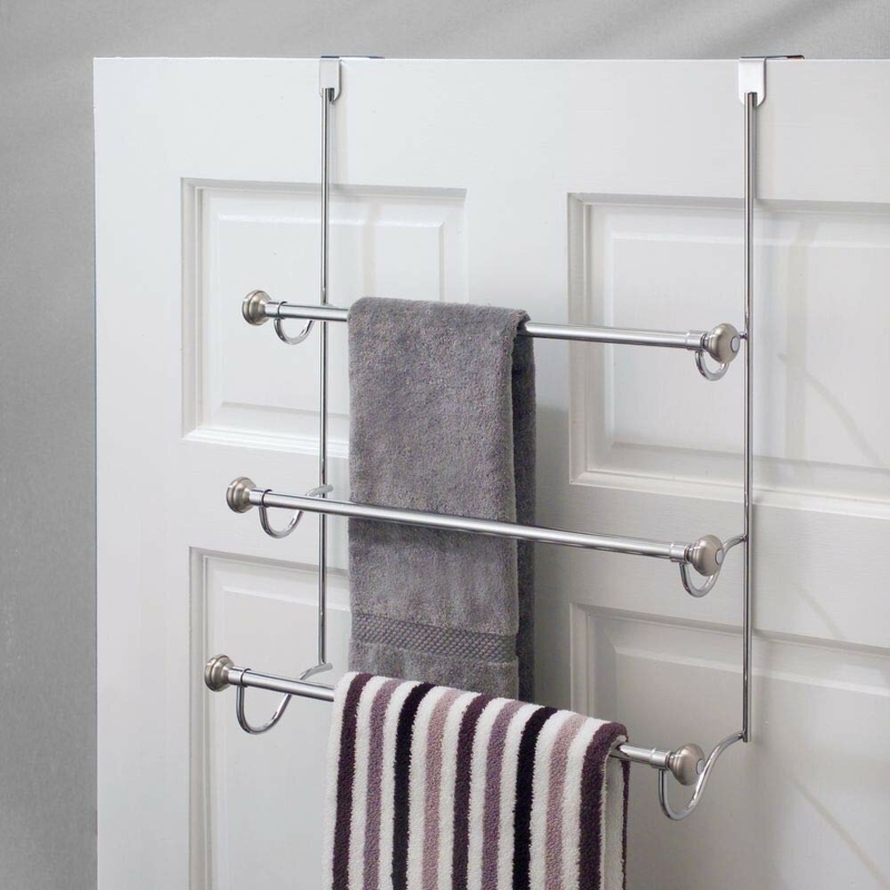 Leather & Wood Hanging Towel Rail Holder Kit Wall Mounted Rack for