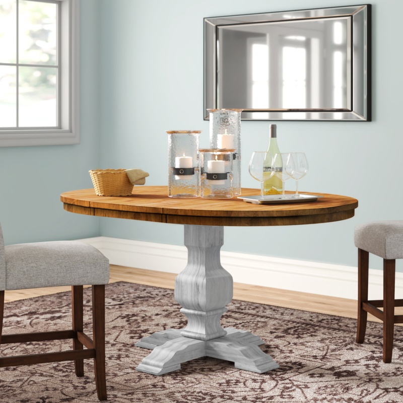 Arisa Extendable Solid Wood Pedestal Dining Table