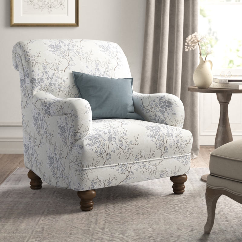 French Country Chic Armchair with Floral Pattern