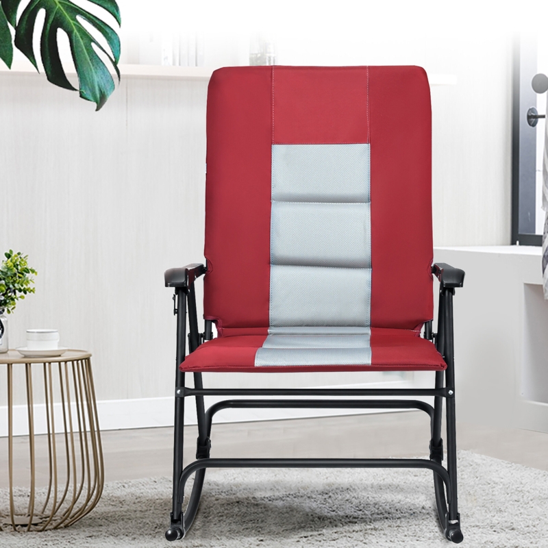 Ergonomic Folding Rocking Chair with Cushion