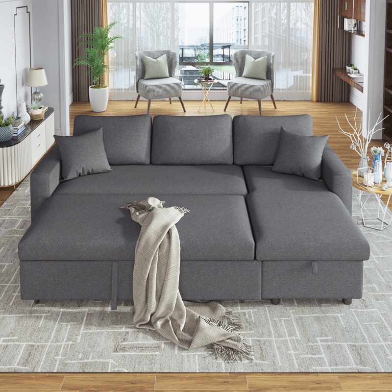 L-Shaped 3-Seat Sofa with Storage and Recliner