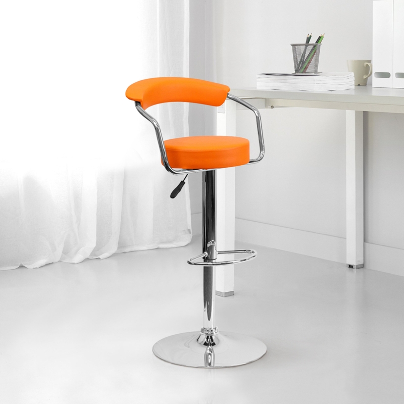Swivel Stool with Metal Base and Footrest