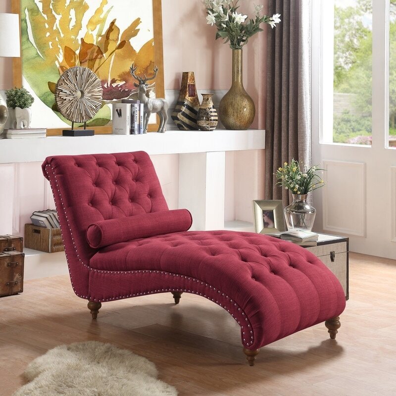 Armless Burgundy Lounge Chair