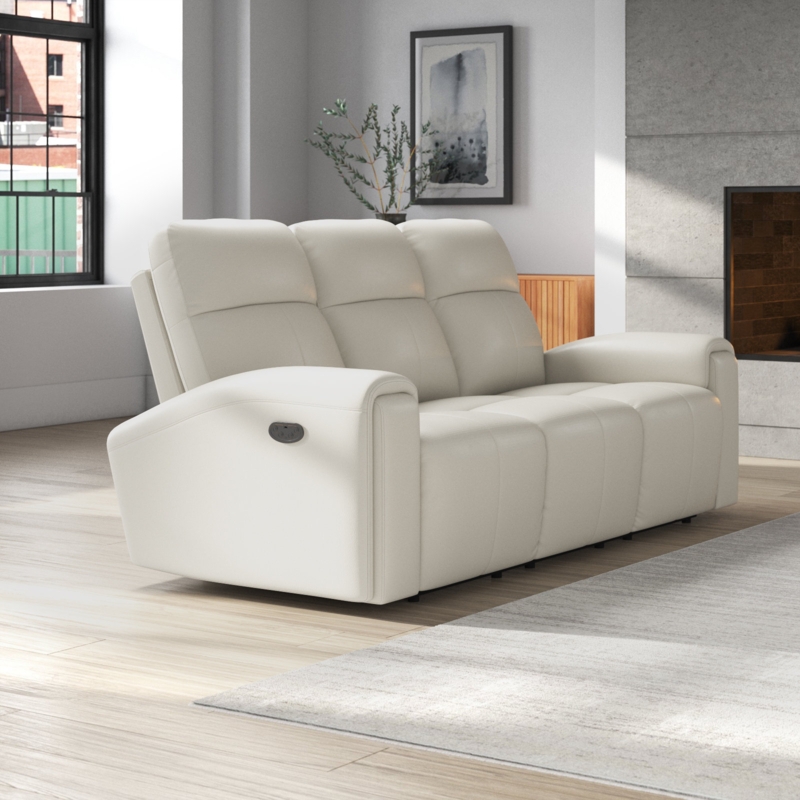 Stylish Power Reclining Leather Sofa