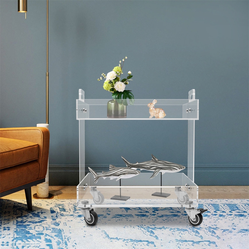 Acrylic Side Table with Wheels