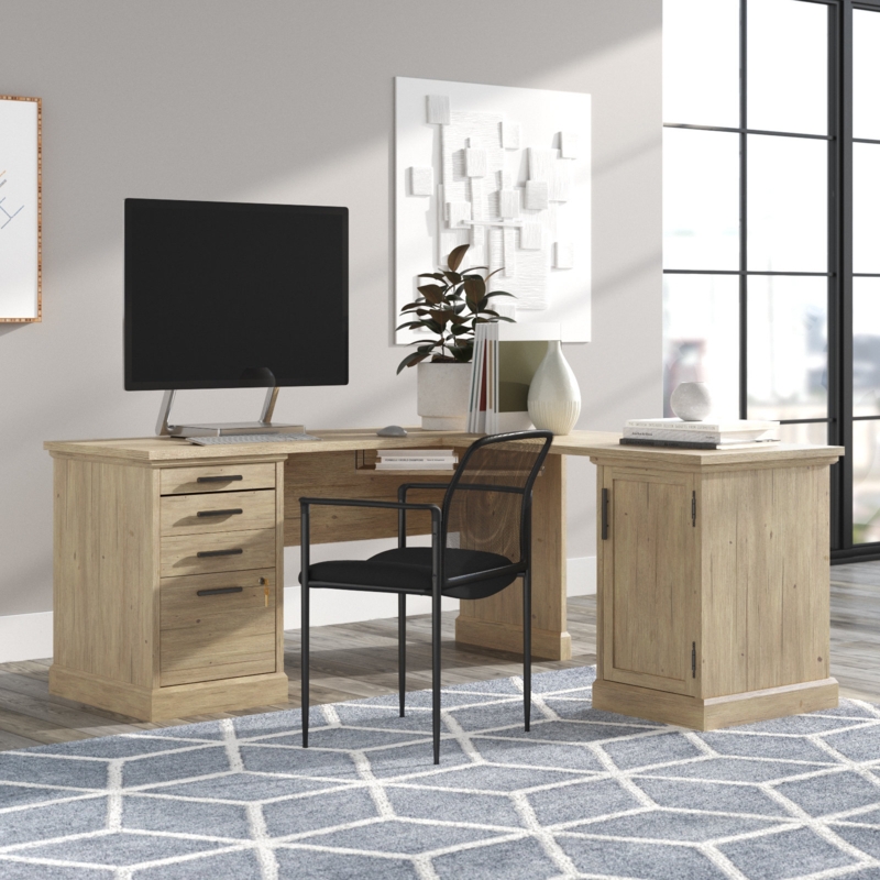 L-shaped Executive Desk with Rustic Charm