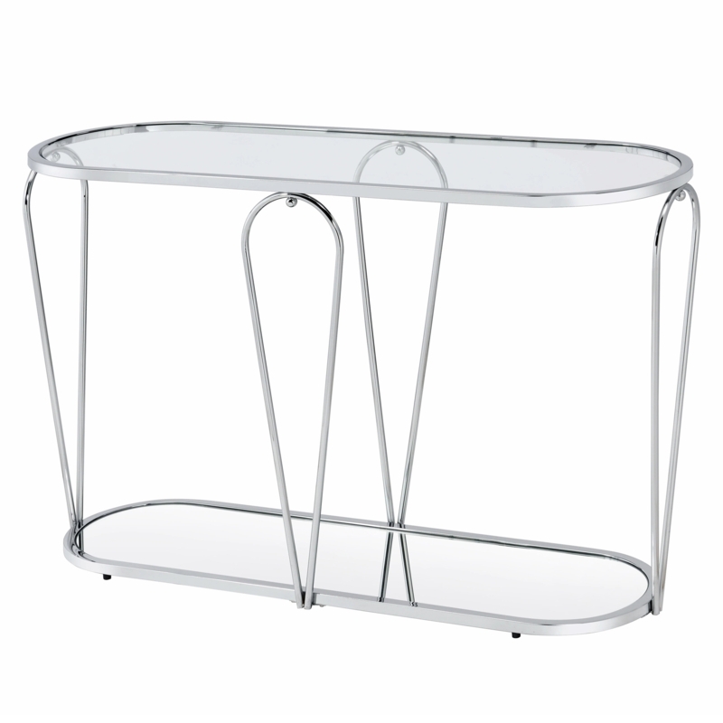 Modern Oval Console Table with Glass Top