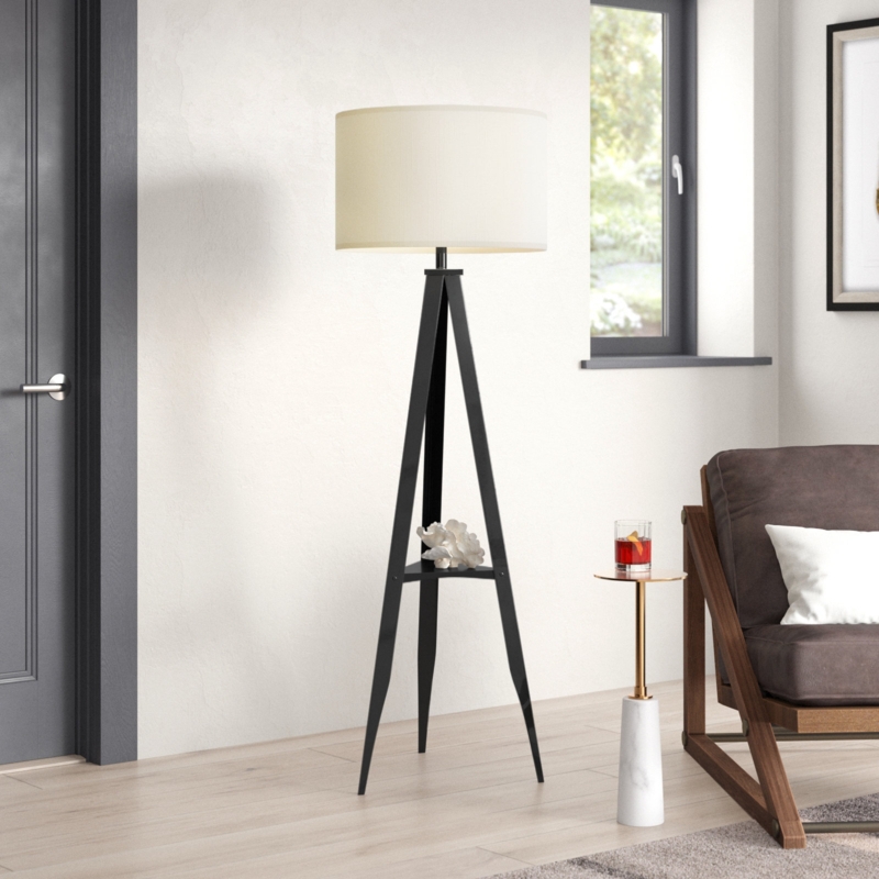 Shelf Floor Lamp with Tripod Frame
