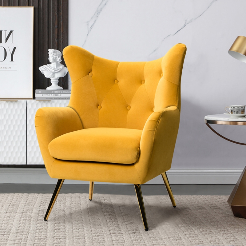 Contemporary Velvet Accent Wingback Chair