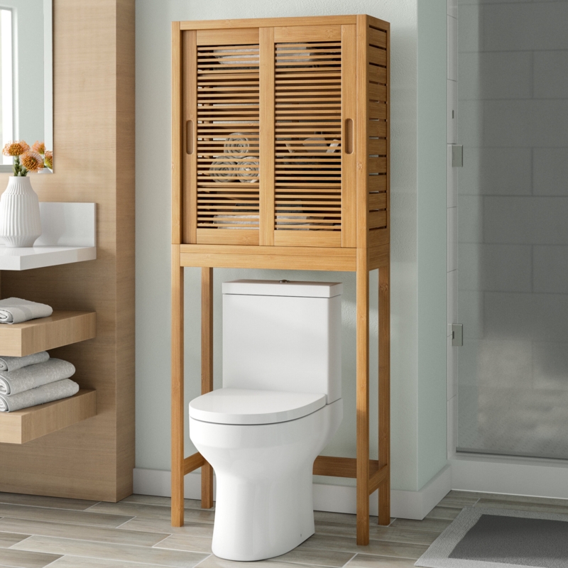Over-the-Toilet Bamboo Storage Cabinet