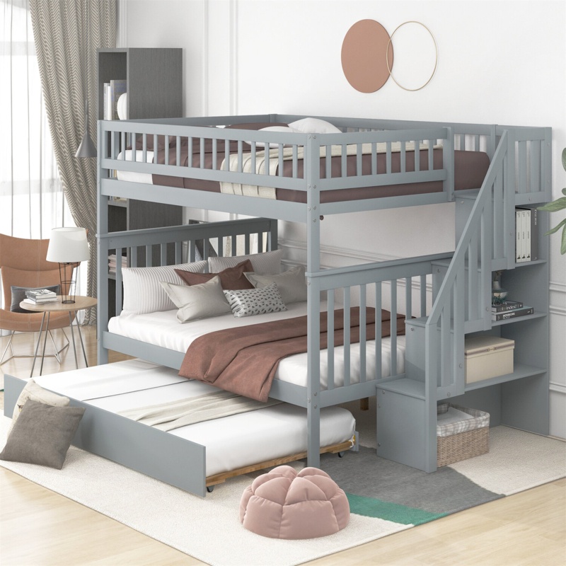 Ayeshia Full Bunk Bed Bunk Bed with Bookcase by Harriet Bee