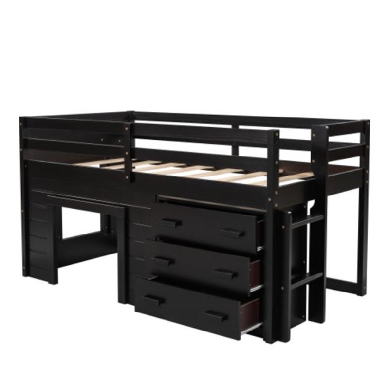 Ayla-May Twin Loft Bed with Shelves by Harriet Bee