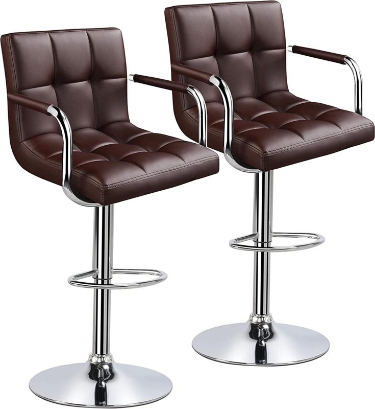 2pcs Swivel Bar Stools with Armrests and Footrest