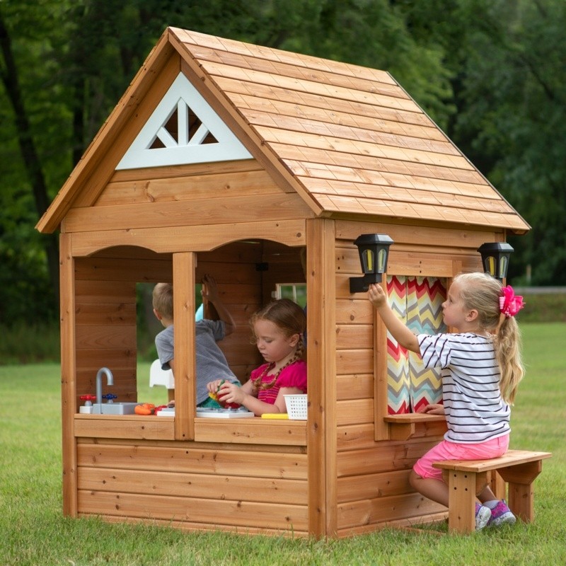 Backyard Discovery Aspen 78.87" X 52.12" Outdoor Cedar Playhouse with Kitchen