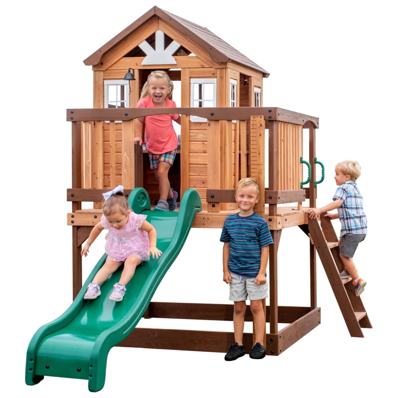 Elevated Compact Playhouse with Kitchen and Slide