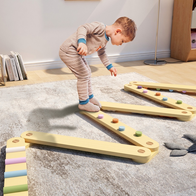 Banasuper Wooden Balance Beam For Kids Toddlers Gymnastics Beam Stepping Stones Children Balance Board Toys Montessori Toddler Toys Gymnastics Obstacle Course Montessori Furniture Toddler Gift