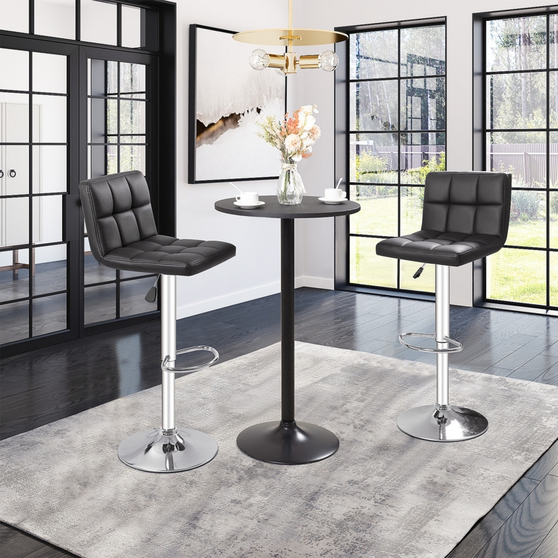 Round Bar Table with Adjustable Stools Set