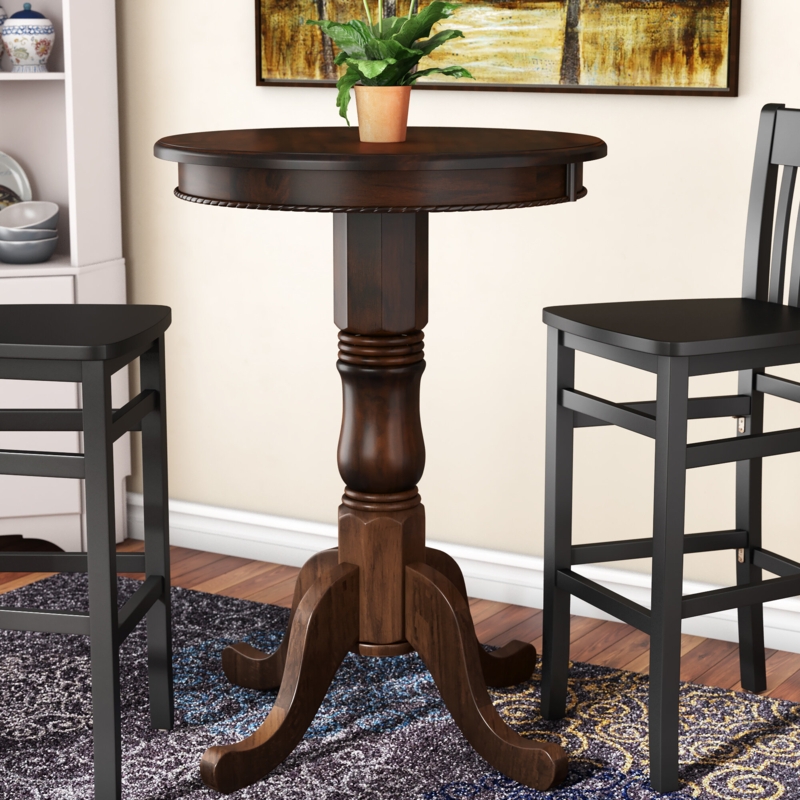 Solid Wood Pub Table with Pedestal Base
