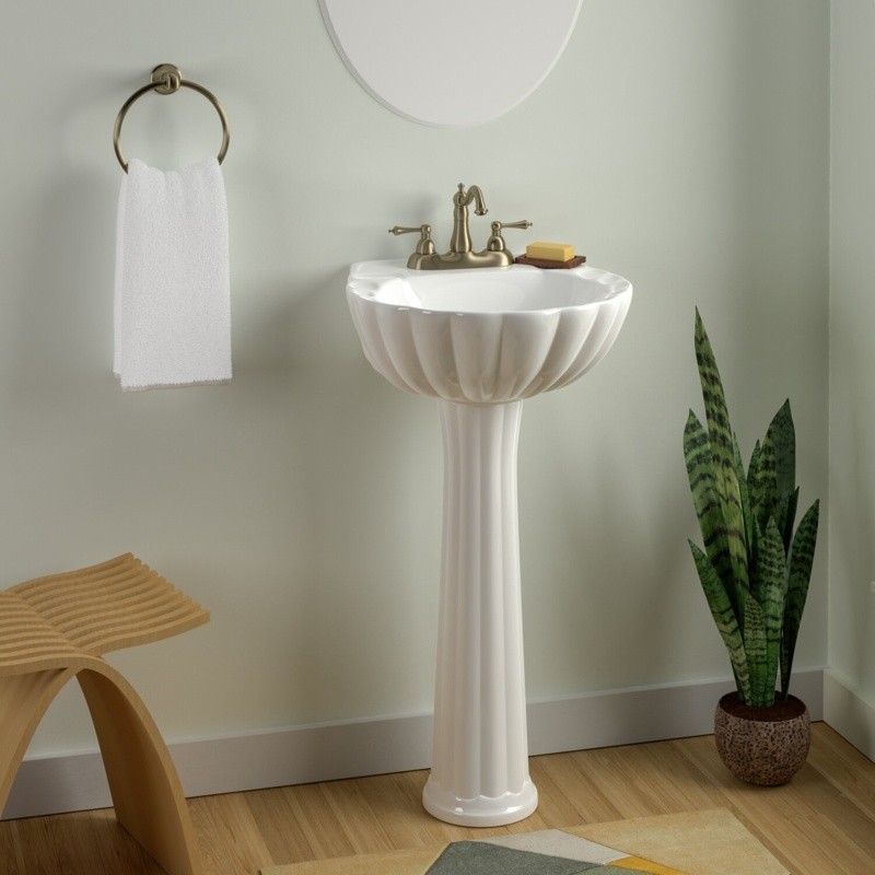 Barclay Bali 27.12'' Tall Vitreous China Specialty Pedestal Bathroom Sink with Overflow