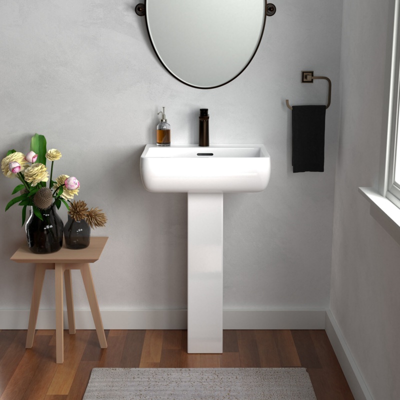Barclay Metropolitan 33.875'' Tall White Vitreous China Rectangular Pedestal Bathroom Sink with Overflow