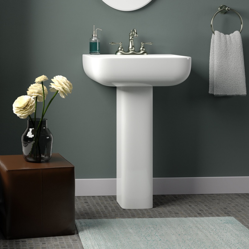 Barclay Series 25.75'' Tall White Vitreous China Rectangular Pedestal Bathroom Sink with Overflow